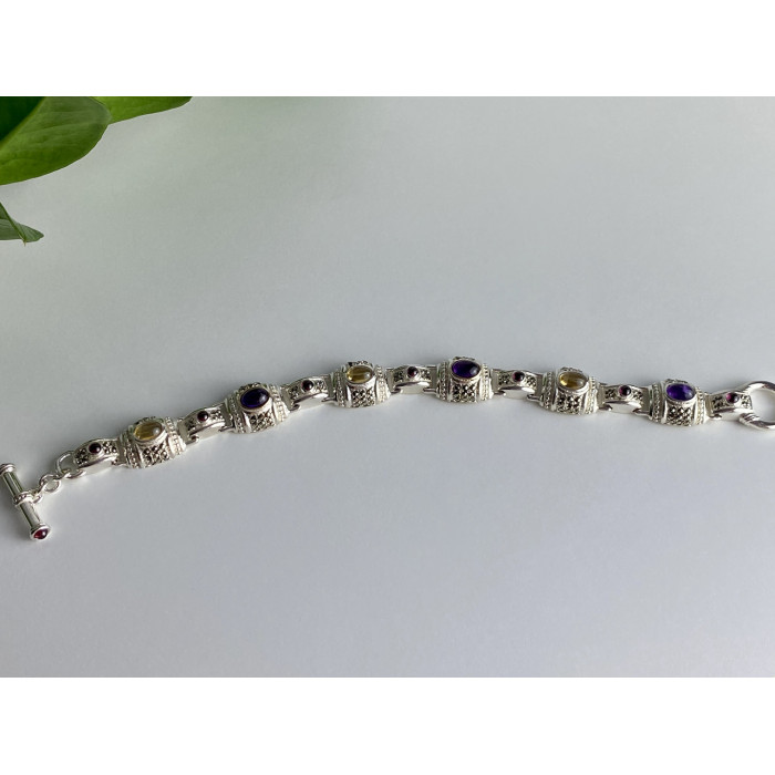 Sky Jewelry Браслет из серебра с агатом и марказитом   Радуга