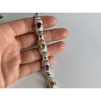 Sky Jewelry Браслет из серебра с агатом и марказитом   Радуга