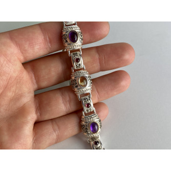 Sky Jewelry Браслет из серебра с агатом и марказитом   Радуга