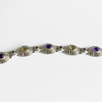 Sky Jewelry Браслет из серебра с агатом и марказитом   Радуга