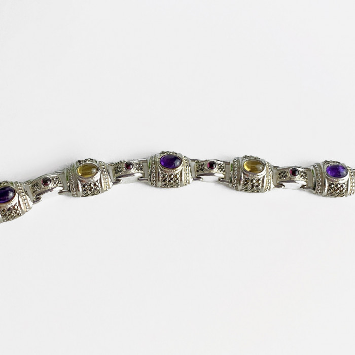 Sky Jewelry Браслет из серебра с агатом и марказитом   Радуга