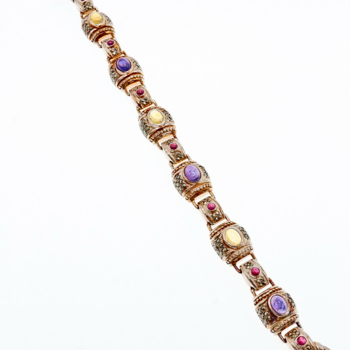 Sky Jewelry Браслет из серебра с агатом и марказитом   Радуга