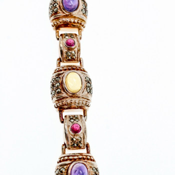 Sky Jewelry Браслет из серебра с агатом и марказитом   Радуга