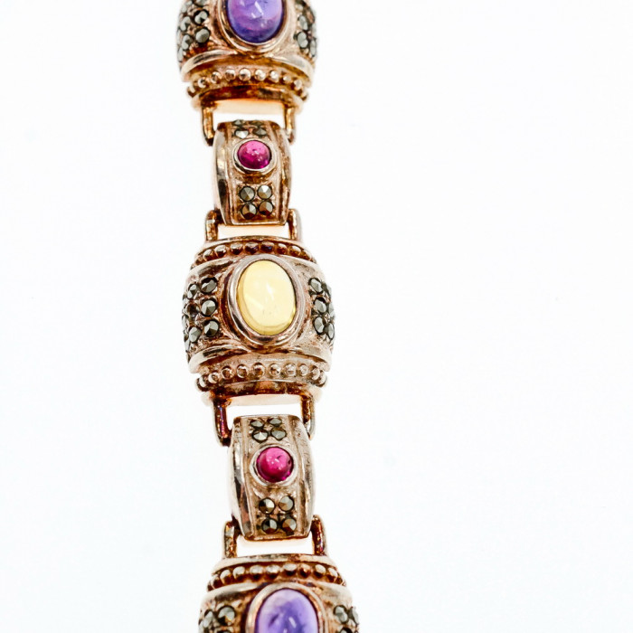 Sky Jewelry Браслет из серебра с агатом и марказитом   Радуга