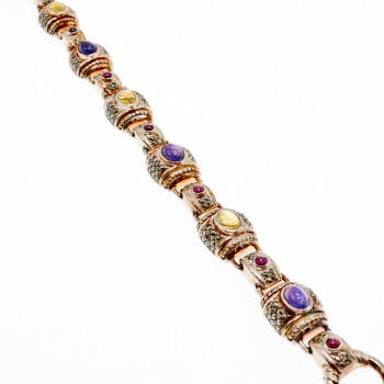 Sky Jewelry Браслет из серебра с агатом и марказитом   Радуга