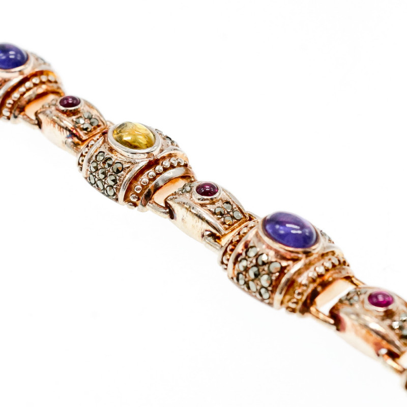 Sky Jewelry Браслет из серебра с агатом и марказитом   Радуга