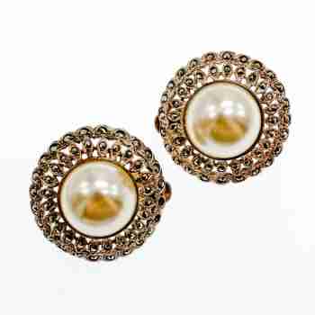 Sky Jewelry Серебряные серьги клипсы с жемчугом и марказитом  Винтаж