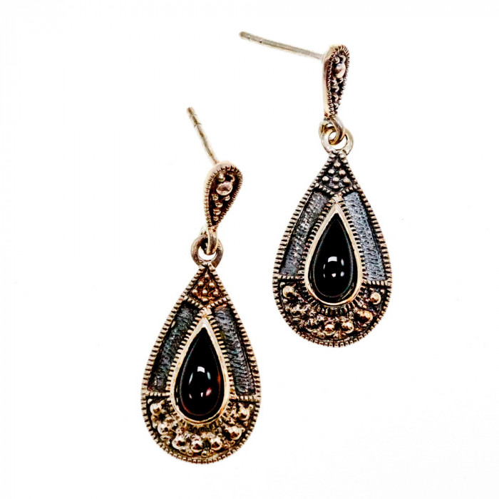 Sky Jewelry Серебряные серьги с ониксом Винтаж