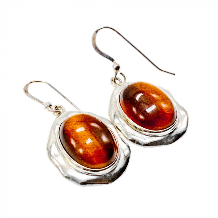 Sky Jewelry Серьги из серебра с камнем Тигровый Глаз