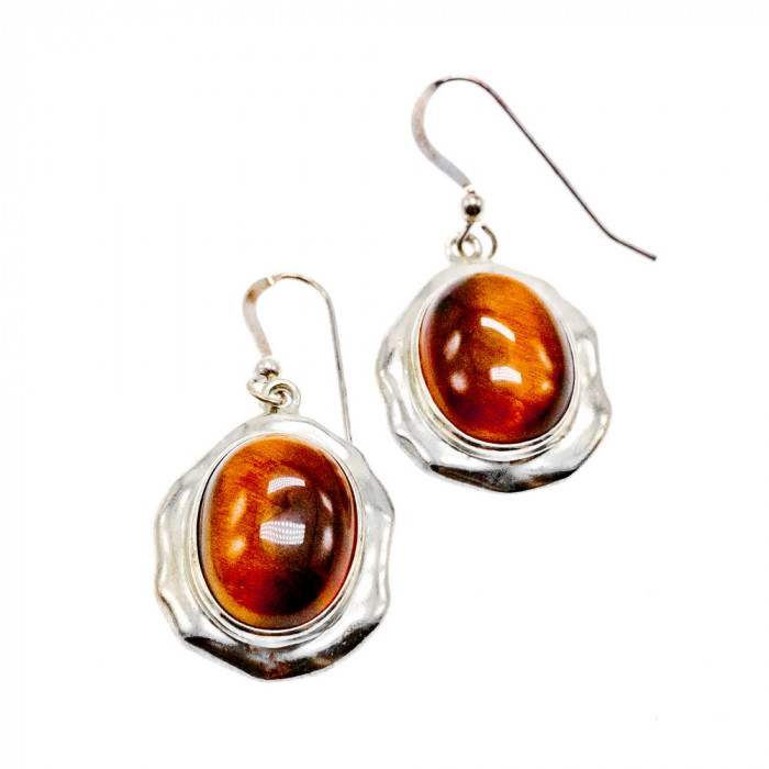 Sky Jewelry Серьги из серебра с камнем Тигровый Глаз