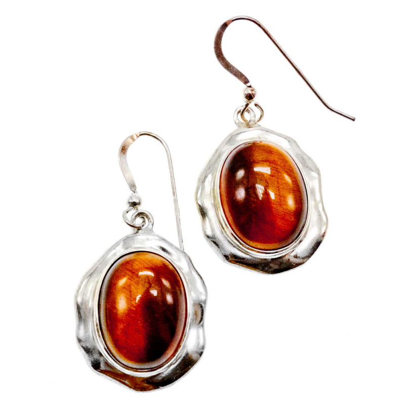 Sky Jewelry Серьги из серебра с камнем Тигровый Глаз