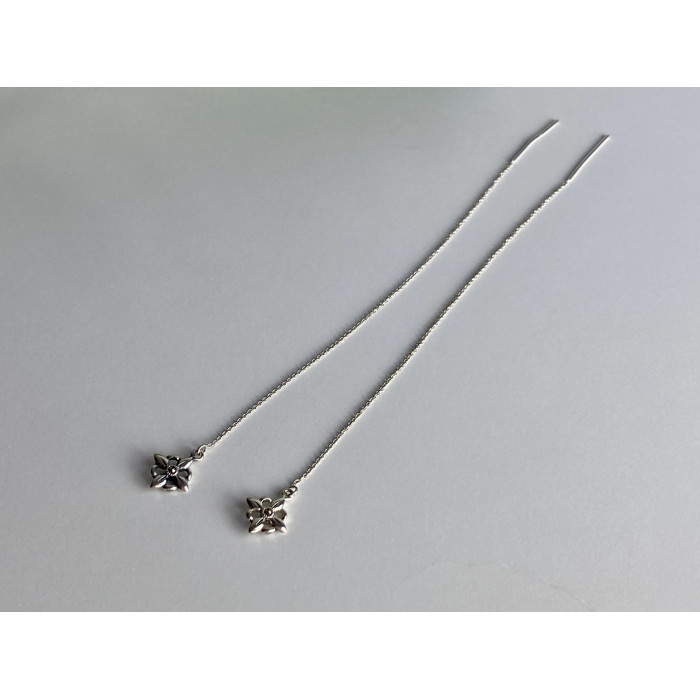 Sky Jewelry Серебряные серьги-протяжки (продевки)  с марказитом