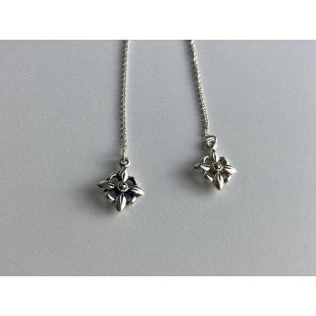 Sky Jewelry Серебряные серьги-протяжки (продевки)  с марказитом