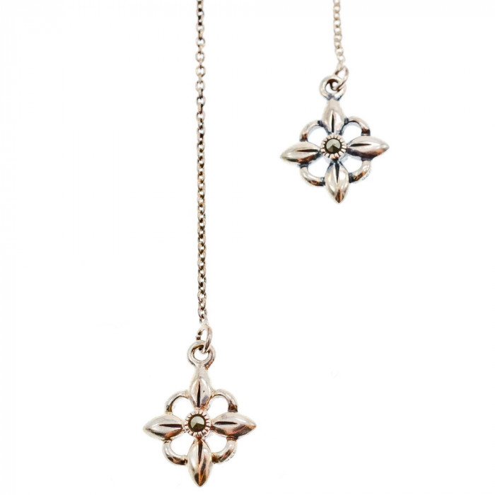 Sky Jewelry Серебряные серьги-протяжки (продевки)  с марказитом