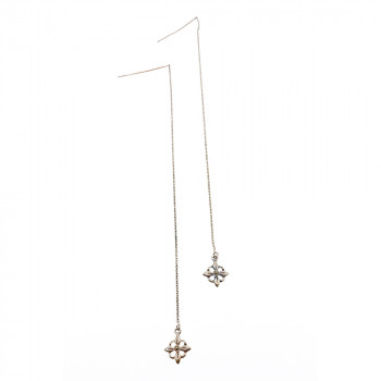 Sky Jewelry Серебряные серьги-протяжки (продевки)  с марказитом