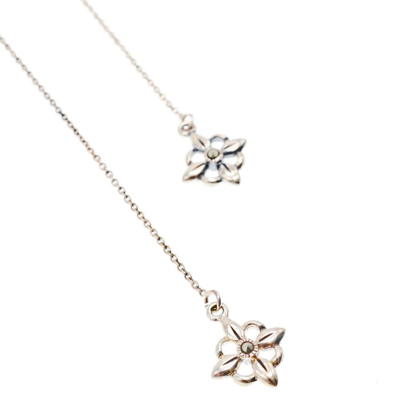 Sky Jewelry Серебряные серьги-протяжки (продевки)  с марказитом