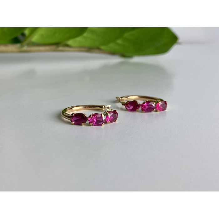 Sky Jewelry Золотые серьги с рубинами Романтика