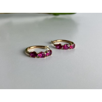 Sky Jewelry Золотые серьги с рубинами Романтика