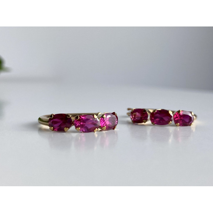 Sky Jewelry Золотые серьги с рубинами Романтика