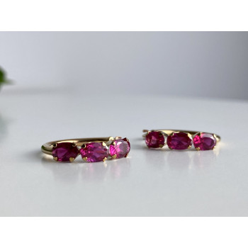 Sky Jewelry Золотые серьги с рубинами Романтика