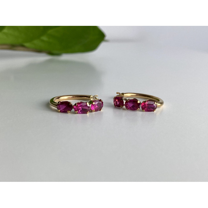 Sky Jewelry Золотые серьги с рубинами Романтика