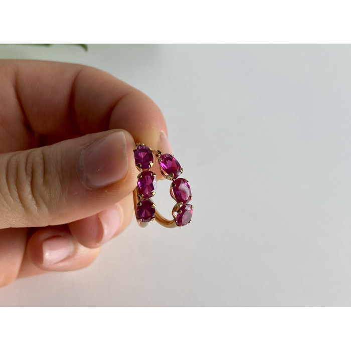 Sky Jewelry Золотые серьги с рубинами Романтика