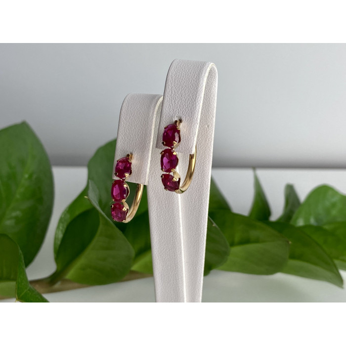 Sky Jewelry Золотые серьги с рубинами Романтика