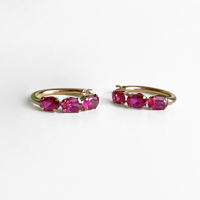 Sky Jewelry Золотые серьги с рубинами Романтика