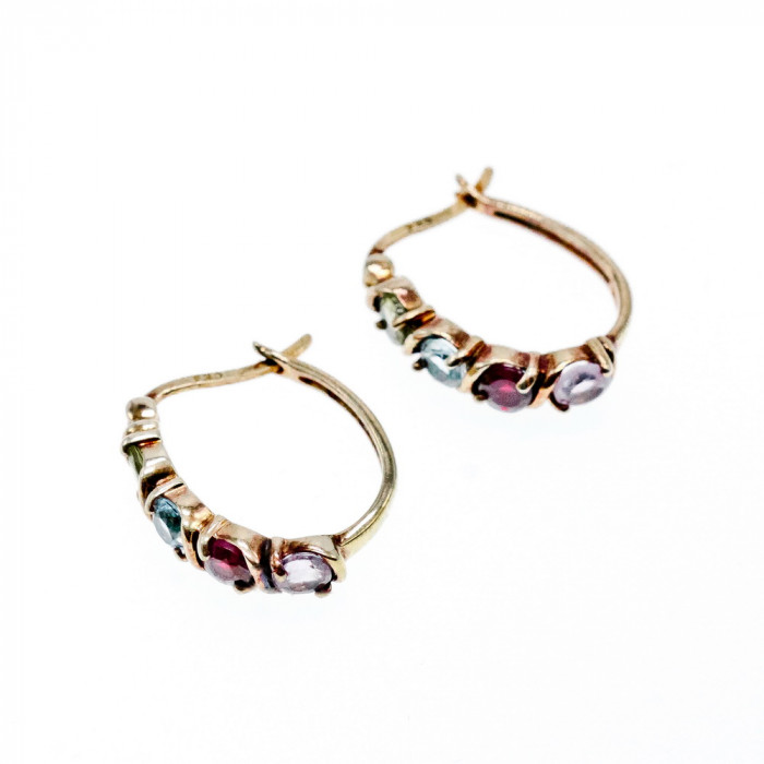 Sky Jewelry Серьги из серебра с позолотой с натуральными камнями  Винтаж