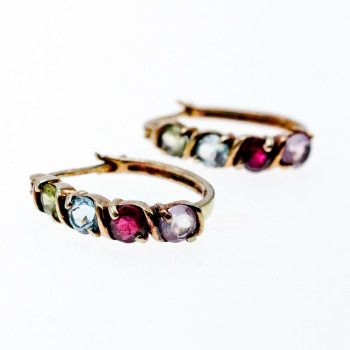 Sky Jewelry Серьги из серебра с позолотой с натуральными камнями  Винтаж