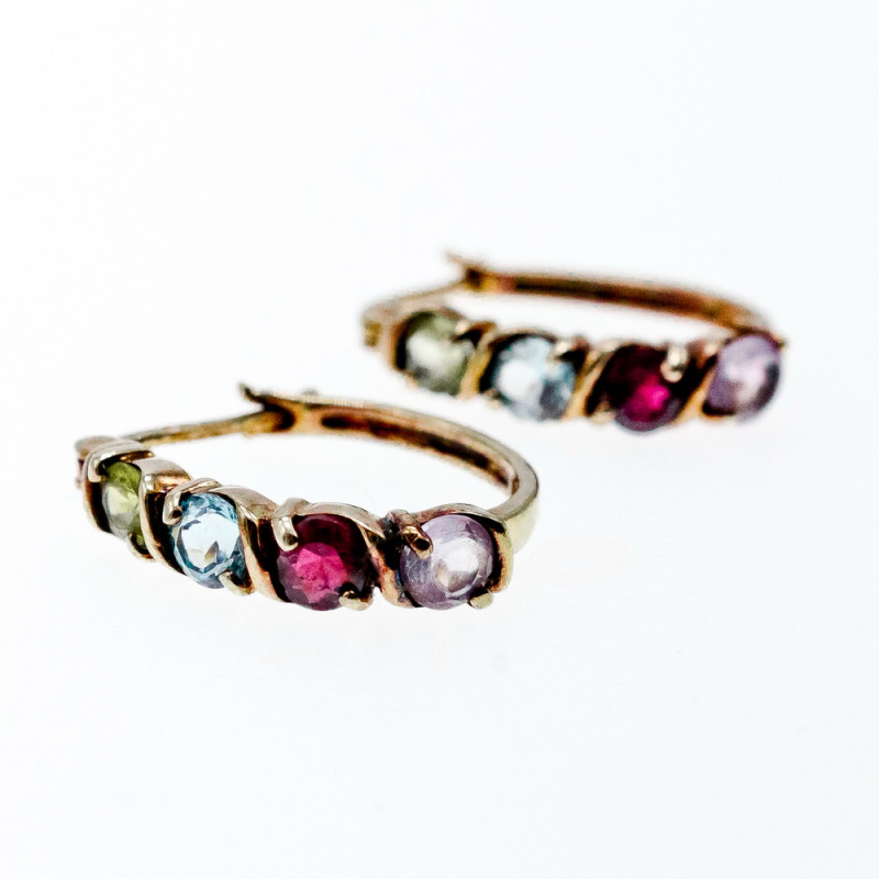 Sky Jewelry Серьги из серебра с позолотой с натуральными камнями  Винтаж