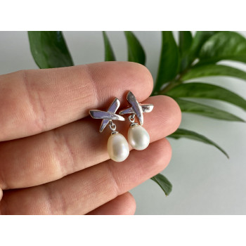 Sky Jewelry Серьги из серебра с жемчугом  Красота