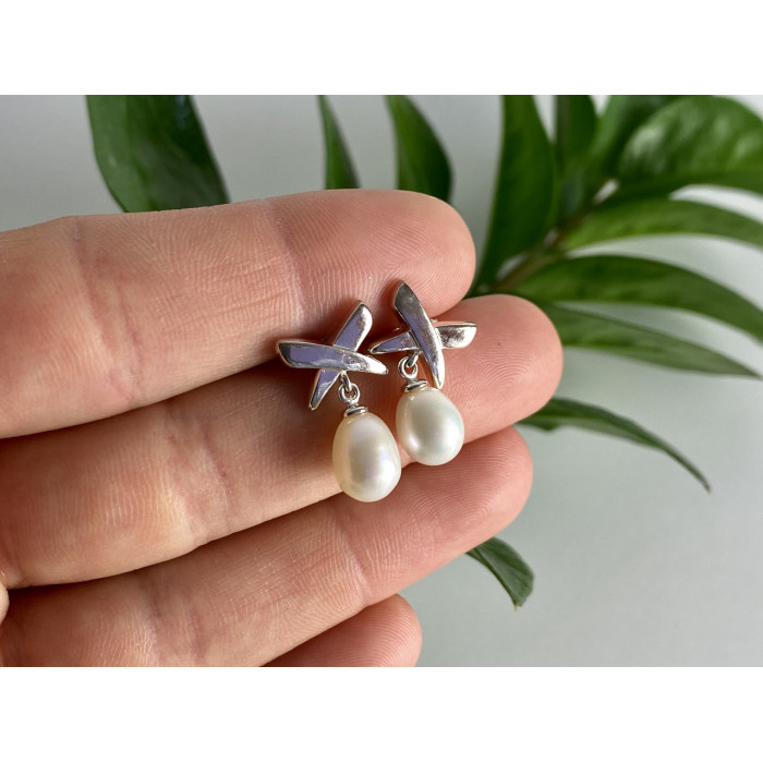 Sky Jewelry Серьги из серебра с жемчугом  Красота