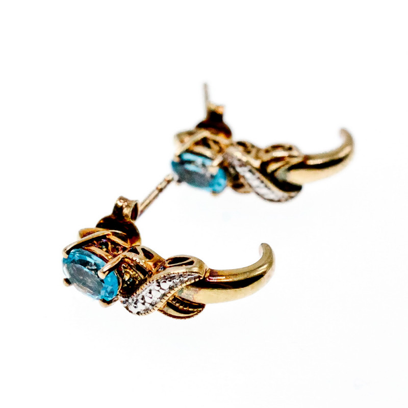 Sky Jewelry Серьги из серебра в позолоте с топазом  Небеса