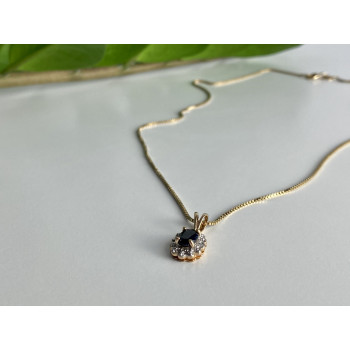 Sky Jewelry Серебряная цепочка с кулоном в позолоте с сапфиром   Обаяние