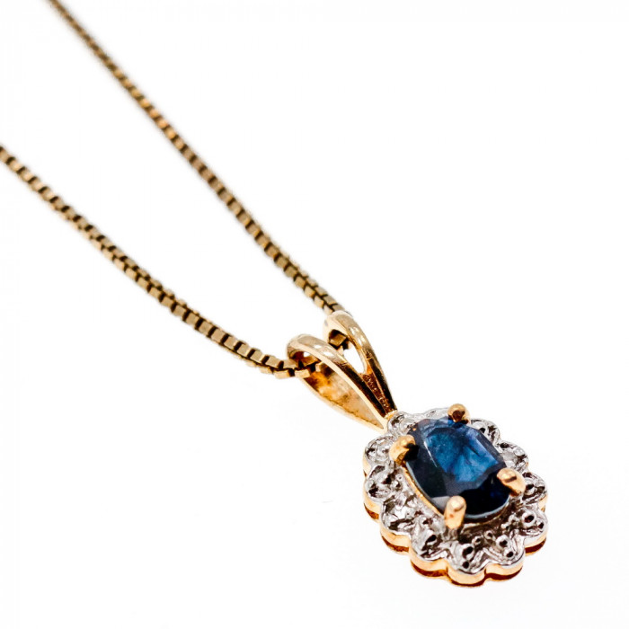 Sky Jewelry Серебряная цепочка с кулоном в позолоте с сапфиром   Обаяние