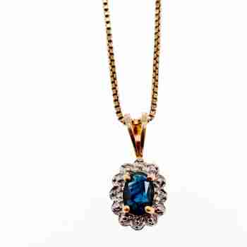 Sky Jewelry Серебряная цепочка с кулоном в позолоте с сапфиром   Обаяние