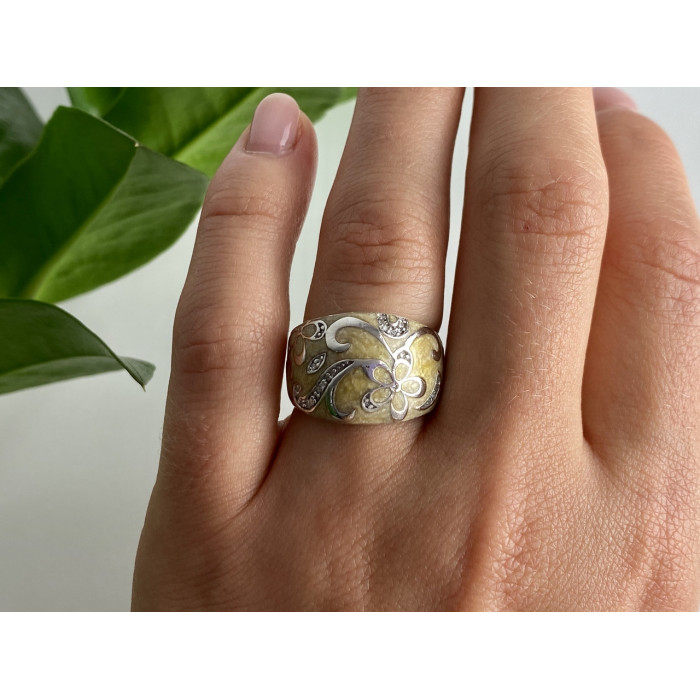 Sky Jewelry Кольцо из серебра с агатом и фианитами  88889