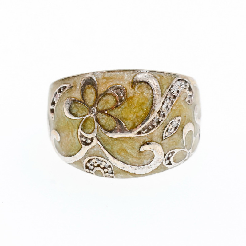 Sky Jewelry Кольцо из серебра с агатом и фианитами  88889