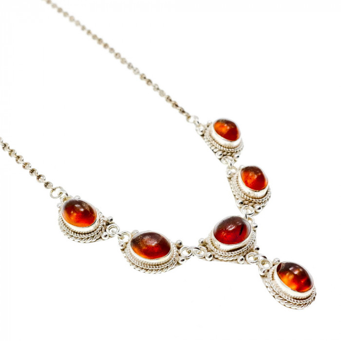 Sky Jewelry Серебряное ожерелье с янтарем Винтаж 0001