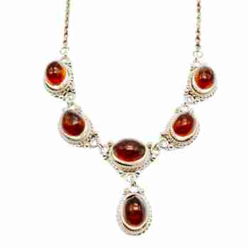 Sky Jewelry Серебряное ожерелье с янтарем Винтаж 0001