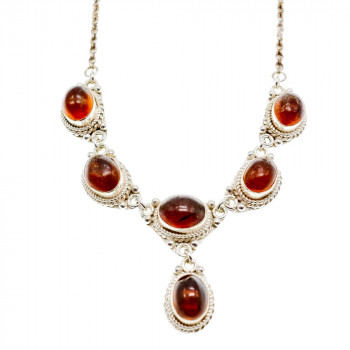 Sky Jewelry Серебряное ожерелье с янтарем Винтаж 0001