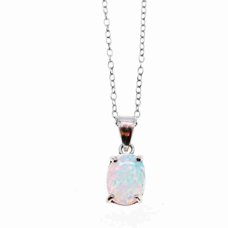 Sky Jewelry Серебряная цепочка с кулоном опал Восторг