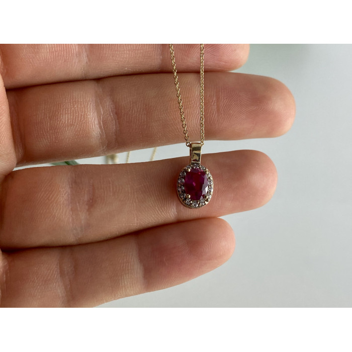 Sky Jewelry Серебряная цепочка с кулоном в позолоте с розовой шпинелью и фианитами