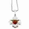 Sky Jewelry Серебряная цепочка с кулоном янтарь  Цветок