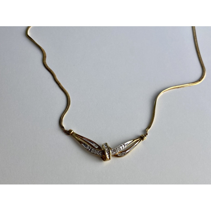 Sky Jewelry Серебряное ожерелье в позолоте с камнями белая шпинель