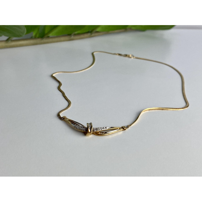 Sky Jewelry Серебряное ожерелье в позолоте с камнями белая шпинель