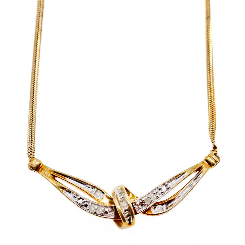 Sky Jewelry Серебряное ожерелье в позолоте с камнями белая шпинель