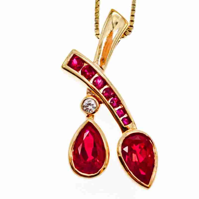 Sky Jewelry Серебряное ожерелье в позолоте с камнями рубеллит и фианит