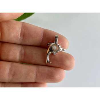 Sky Jewelry Серебряный кулон с жемчугом Дельфин